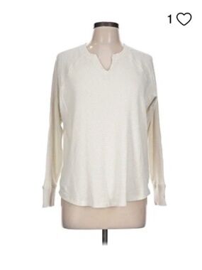 Like New - American Eagle Waffle Knit Top Womens XL Cream Long Sleeve Pullover
